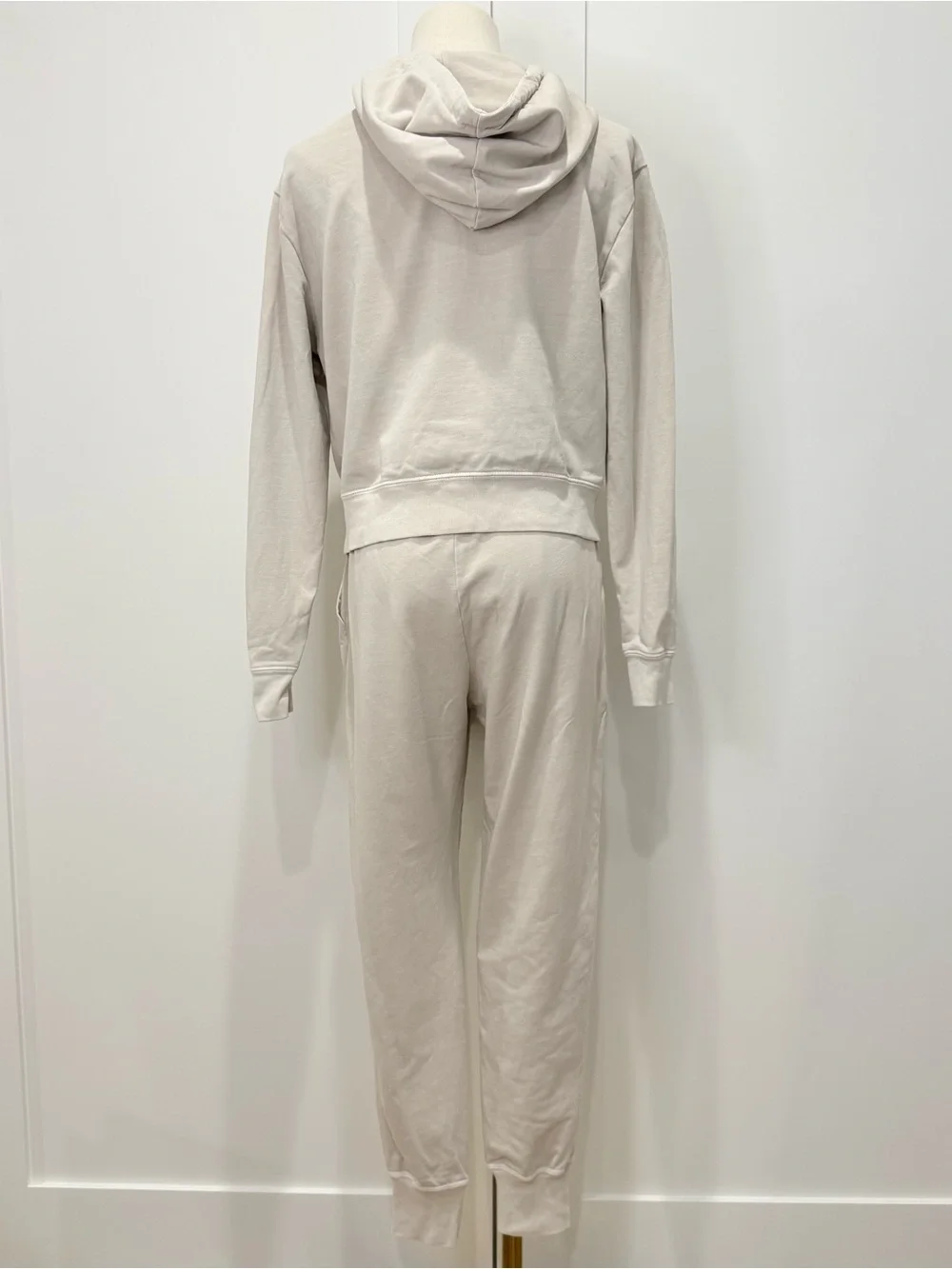 Goodlife Micro Terry Lounge Set Small Beige Hoodie Joggers Travel Minimal Comfy